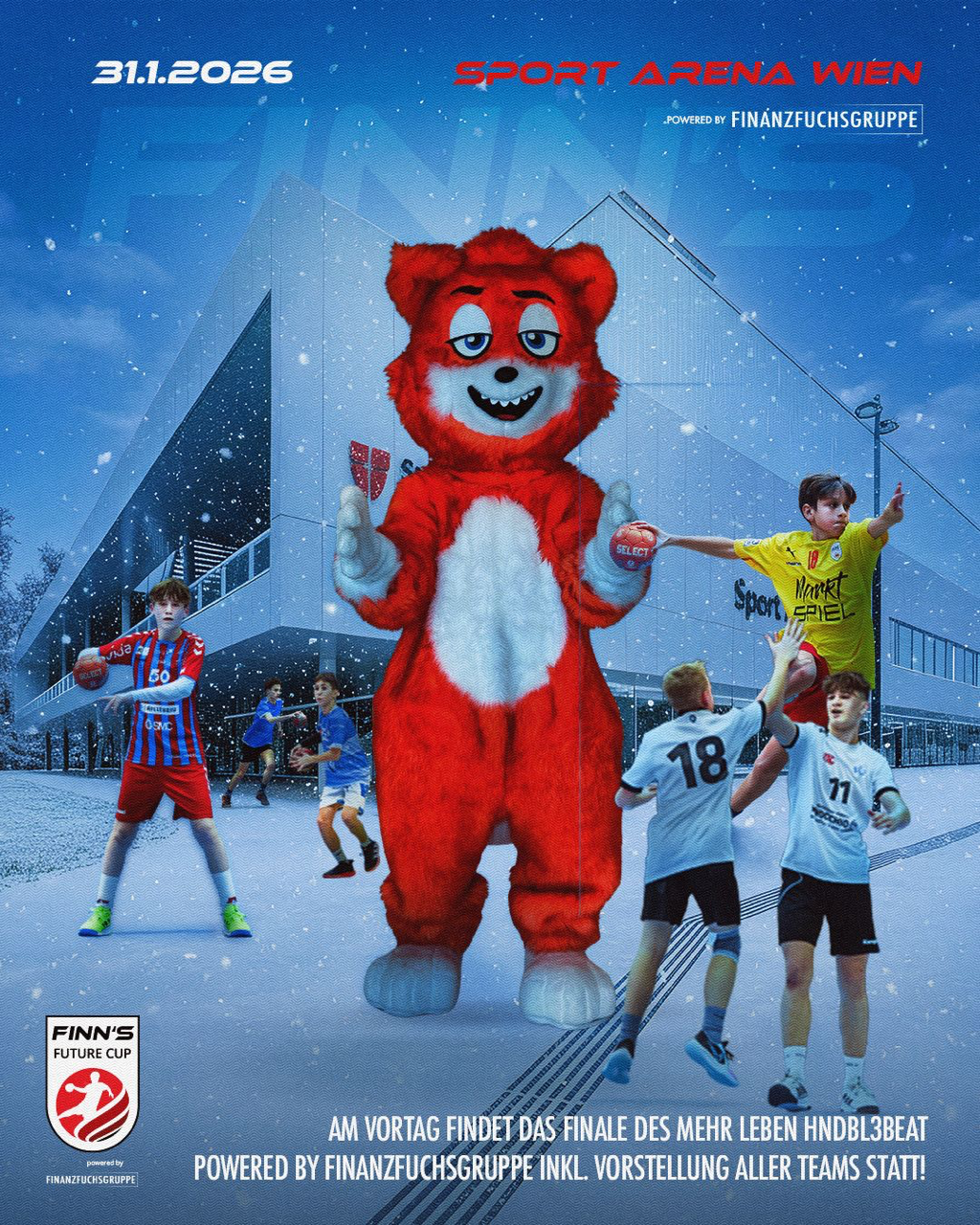 Große Bühne für den Nachwuchs: FINN’S FUTURE CUP powered by Finanzfuchsgruppe erstmals in der Sport Arena Wien!